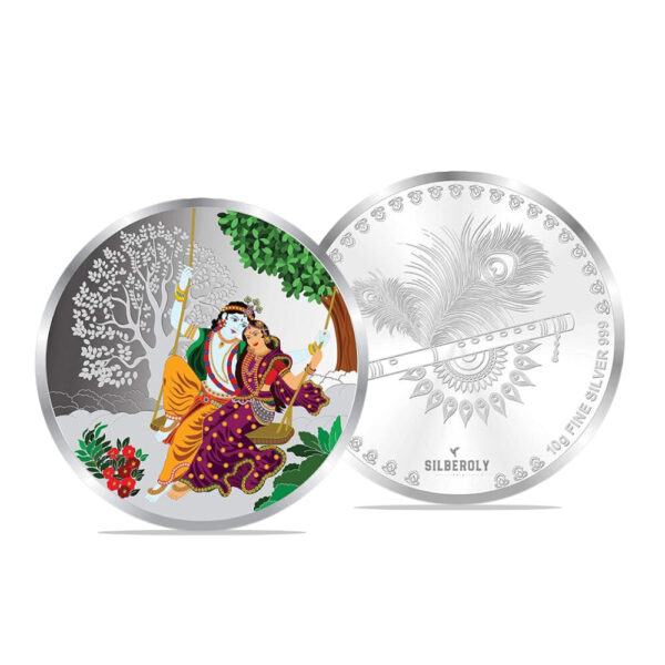 Radha Krishna 999 Silver Coin 10 gm