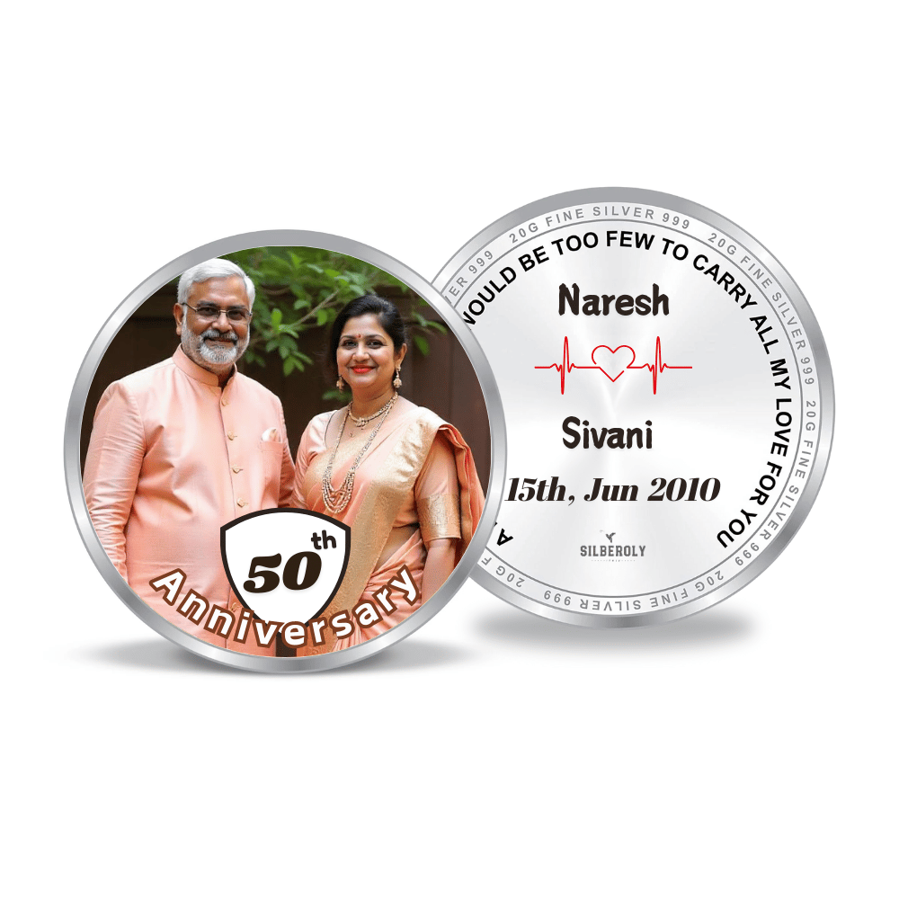 50th Anniversary Personalized Gift 999 Silver Coin